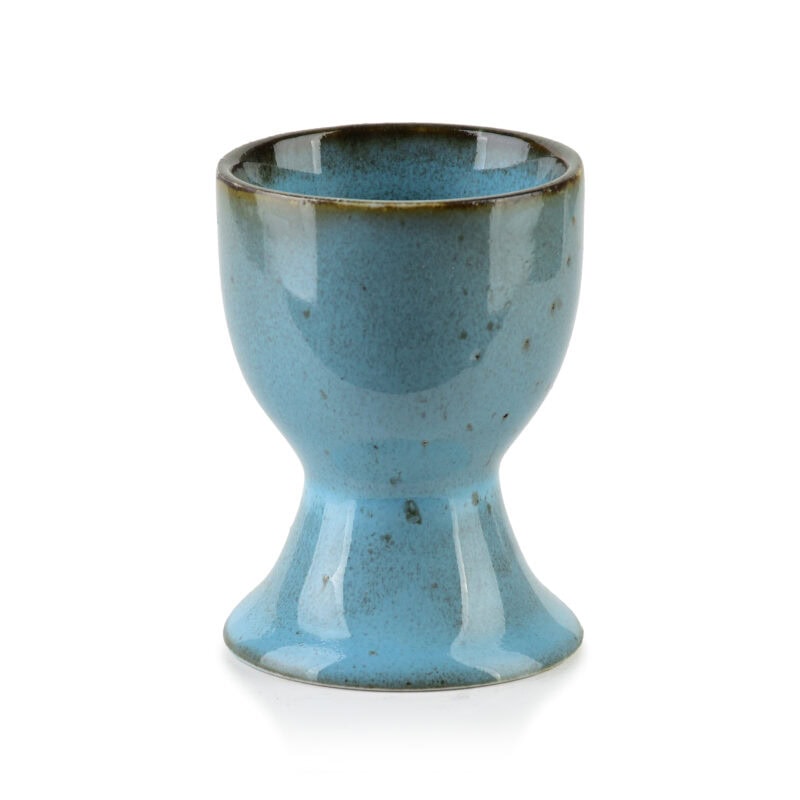 Stojąca ceramiczna kielicha w kolorze turkusowym z glazurą, idealna do dekoracji wnętrz i użytku codziennego, w stylu domu i ogrodu.